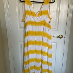Yellow and White Striped Women's Dress